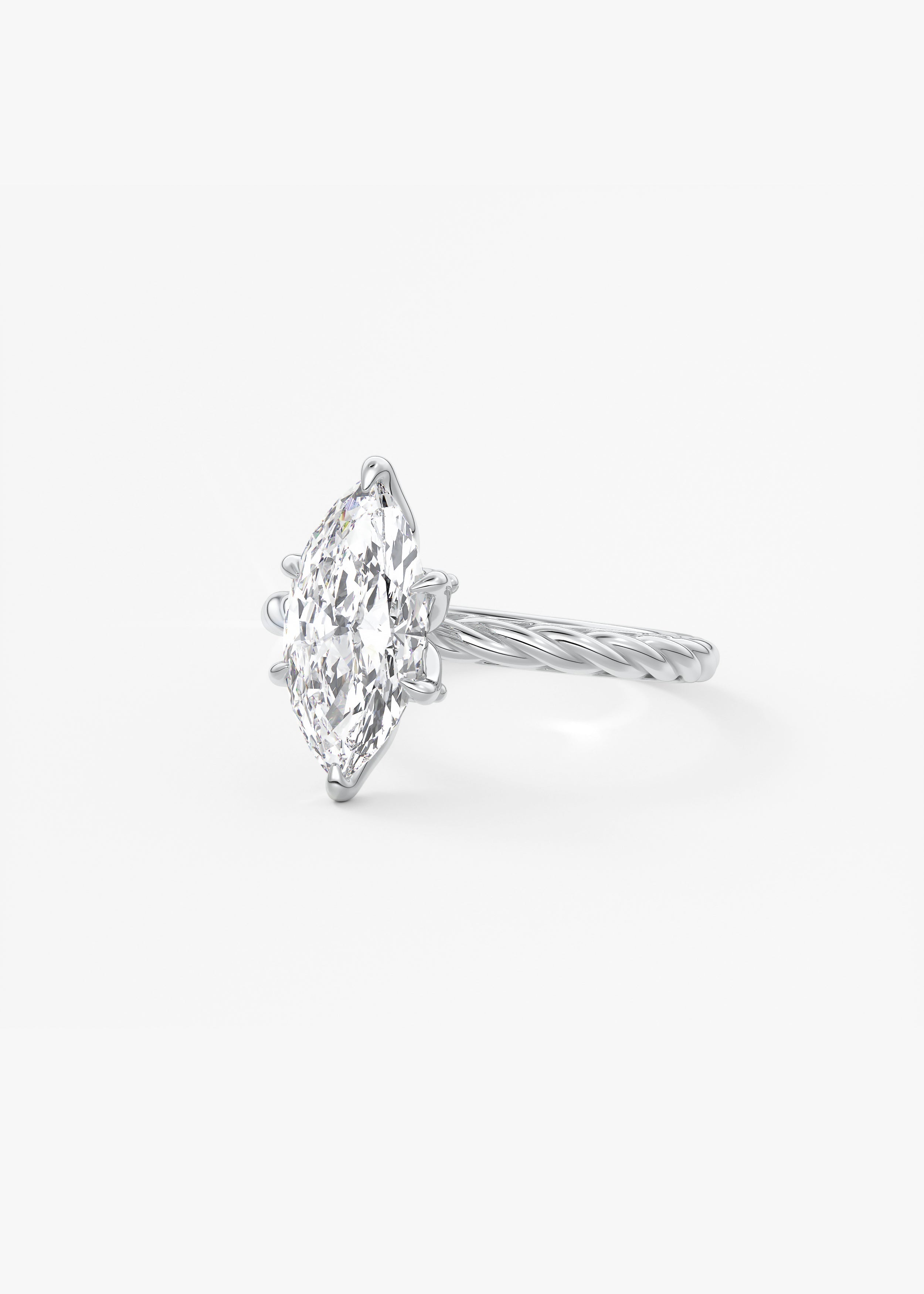 Marquise Twisted Multi Stones Lab Grown Diamond Engagement Ring
