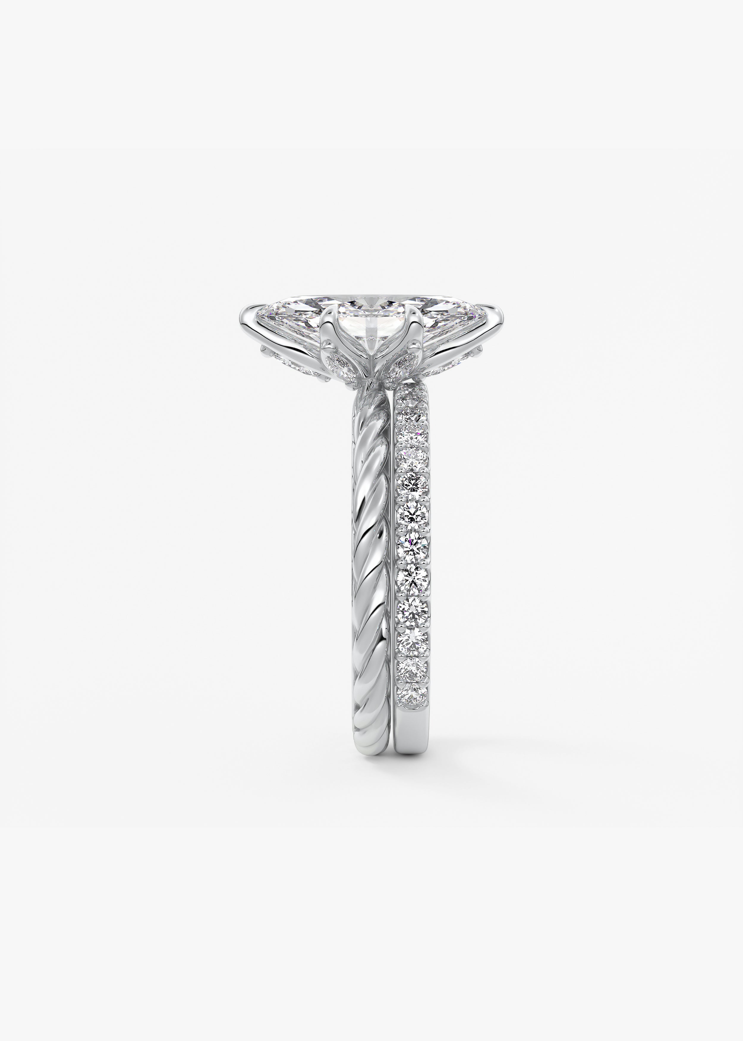 Marquise Twisted Multi Stones Lab Grown Diamond Engagement Ring