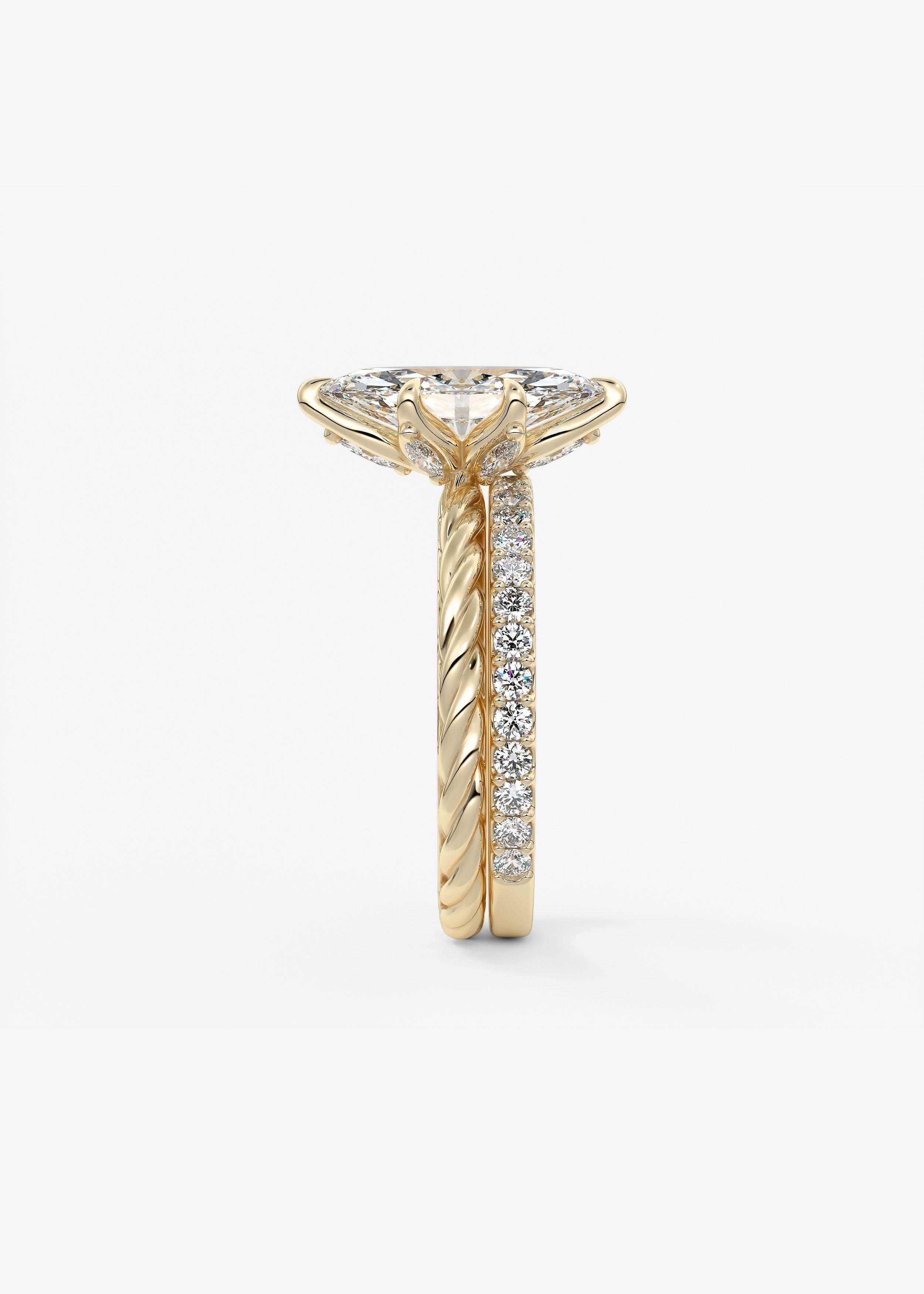 Marquise Twisted Multi Stones Lab Grown Diamond Engagement Ring