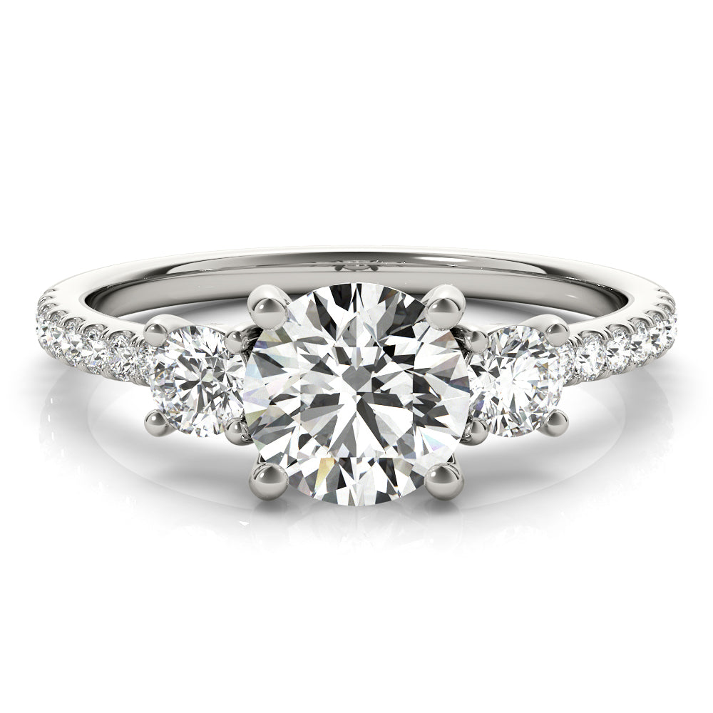 Stunning 0.50-1.50 CT Round Moissanite Engagement Ring With Three Stone & Pave Design 1
