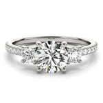 Stunning 0.50-1.50 CT Round Moissanite Engagement Ring With Three Stone & Pave Design 1
