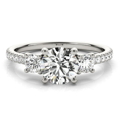 Stunning 0.50-1.50 CT Round Moissanite Engagement Ring With Three Stone & Pave Design 1