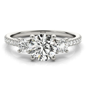 Stunning 0.50-1.50 CT Round Moissanite Engagement Ring With Three Stone & Pave Design