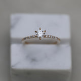 0.50 CT Round Cut Pave CVD E/VS1 Diamond Engagement Ring 1