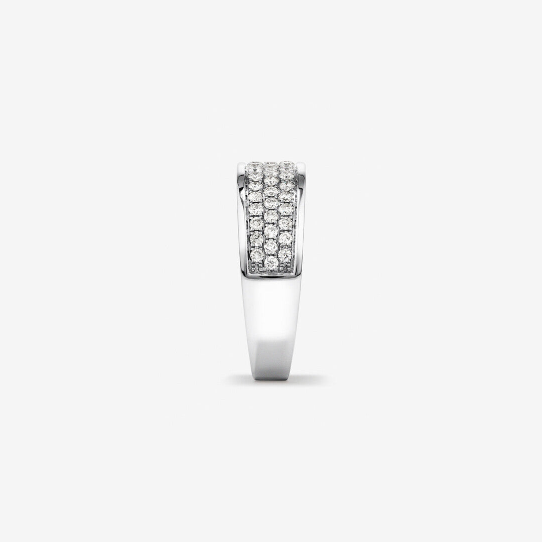 0.85 TCW Round Moissanite Pave Men's Wedding Band in Solid Gold 2
