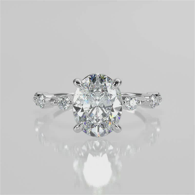 Stunning 2.11 CT Oval Moissanite Engagement Ring with Dainty Pave Design 4