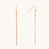 1.0 TCW Round Cut Moissanite Bar Dangle Earrings in Gold 3