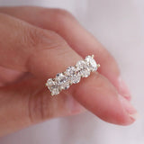 Stunning 0.4 TCW Oval Moissanite Stone with Half Eternity Wedding Band 2