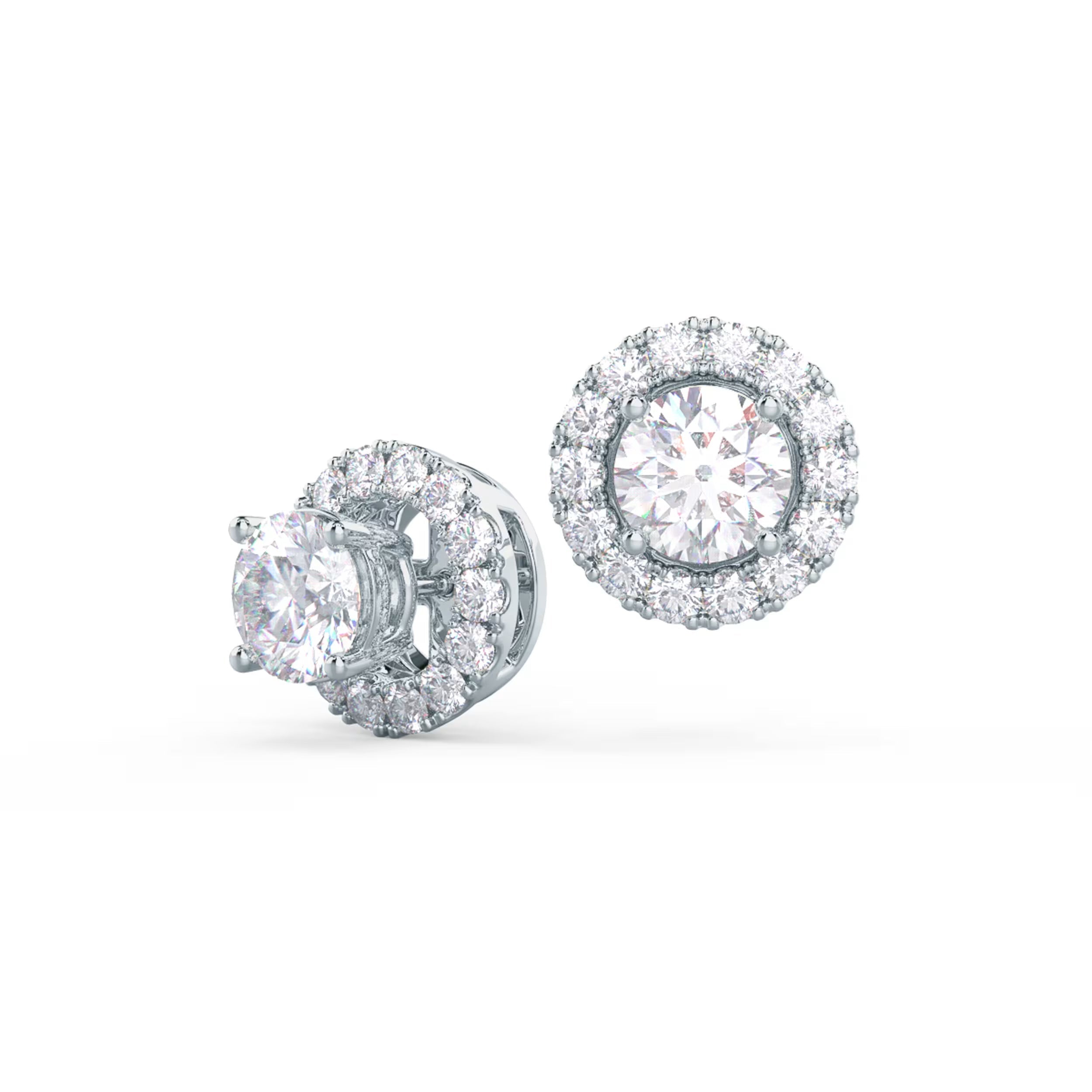 1.20 TCW Round Cut Moissanite Halo Earrings in Gold 6