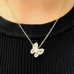 0.80 CT Round & Baguette Moissanite Diamond Butterfly Pendant Necklace in Solid Gold 2