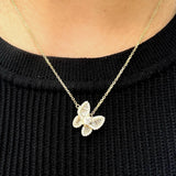 0.80 CT Round & Baguette Moissanite Diamond Butterfly Pendant Necklace in Solid Gold 2