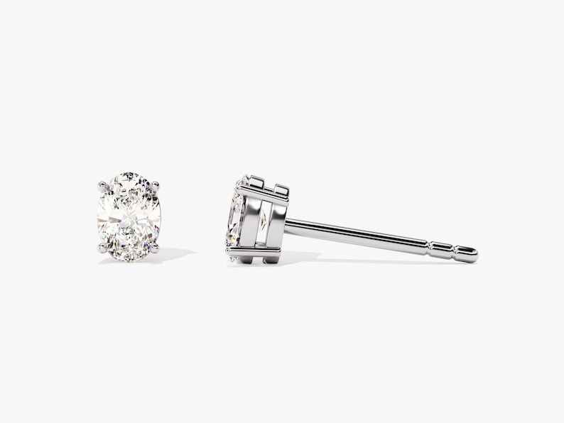 2.0 TCW Oval Cut Moissanite Stud Earrings in Gold 4