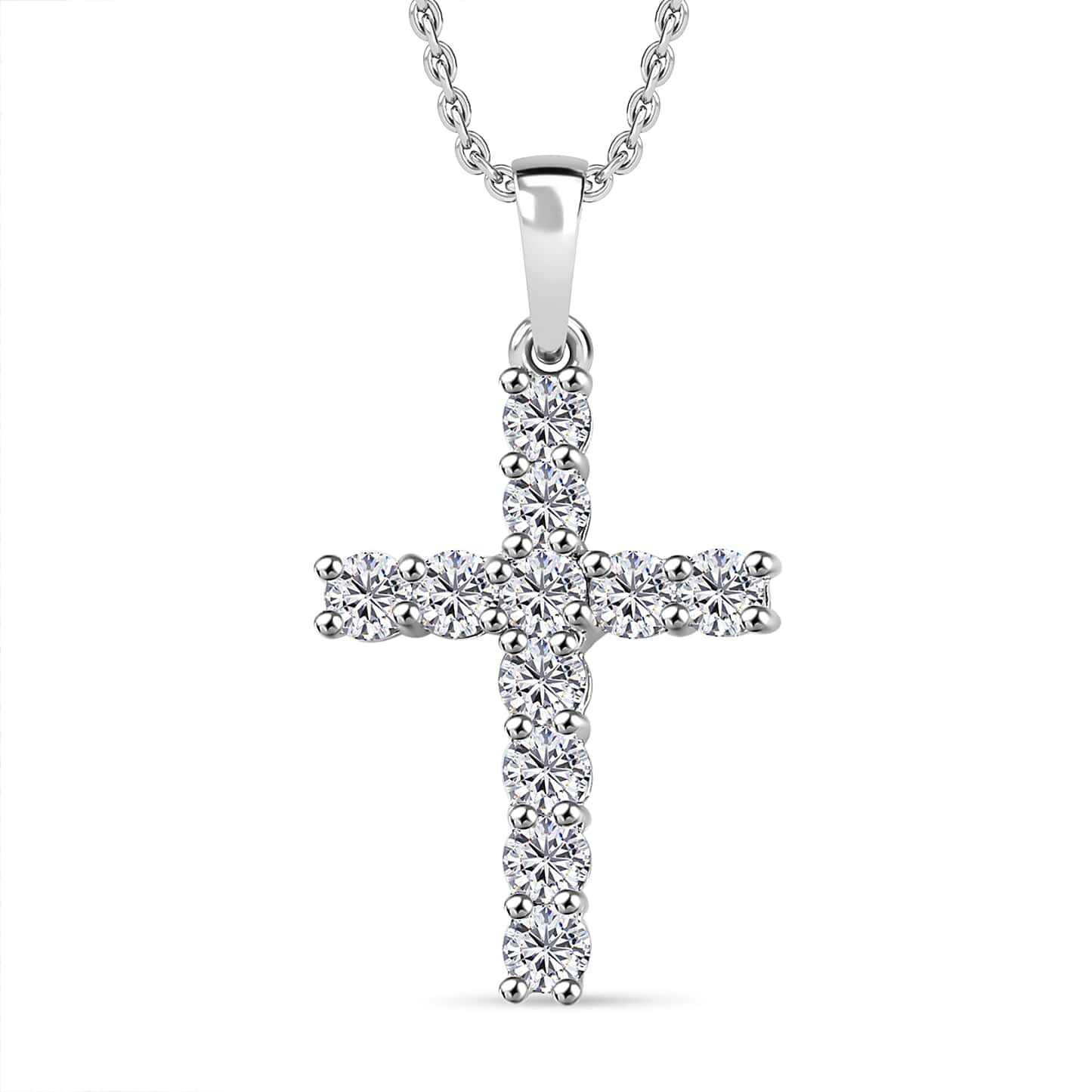 Round Cut Cubic Zirconia in 925 Sterling Silver Necklace 1