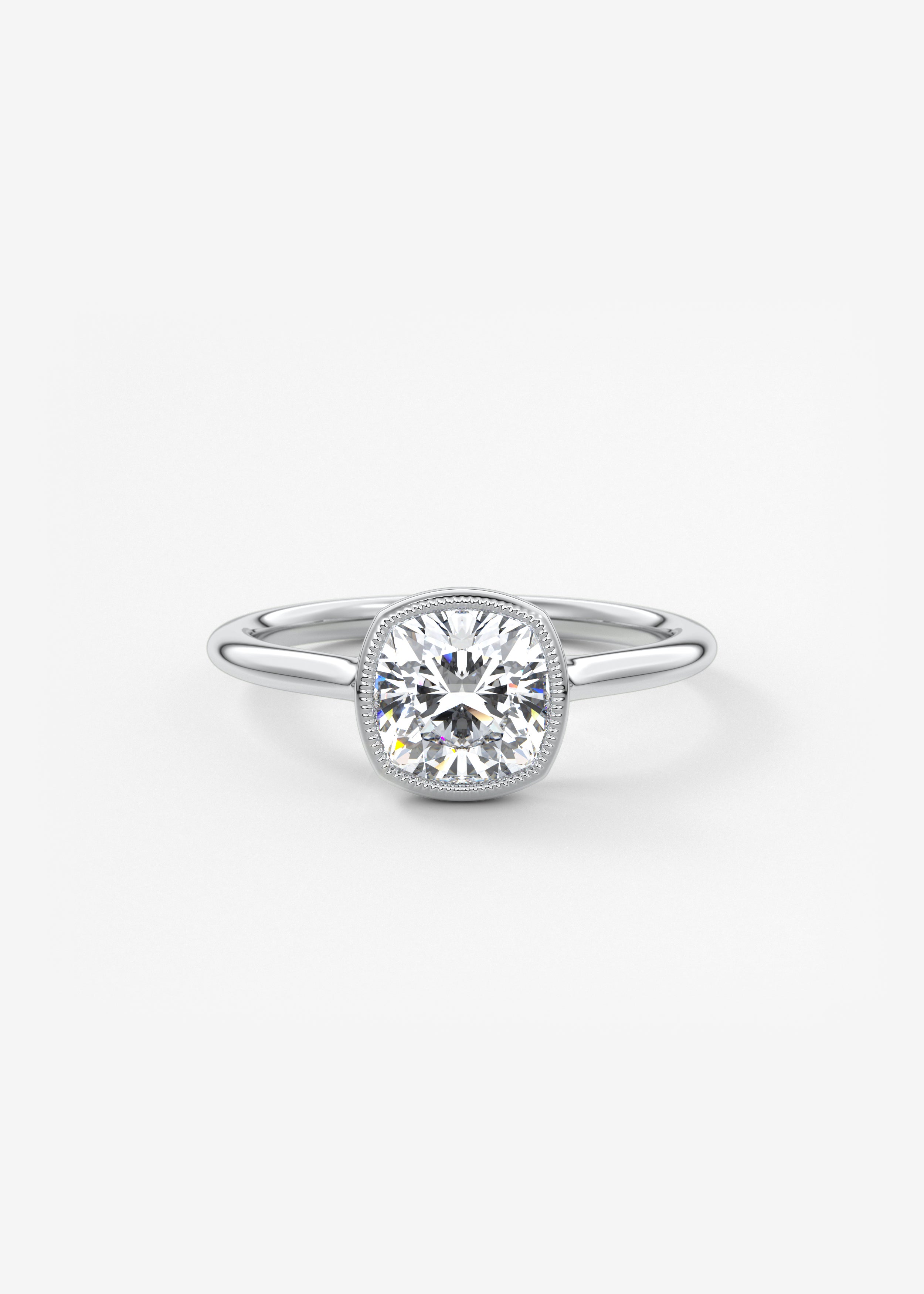 Cushion Milgrain Bezel Lab Grown Diamond Engagement Ring