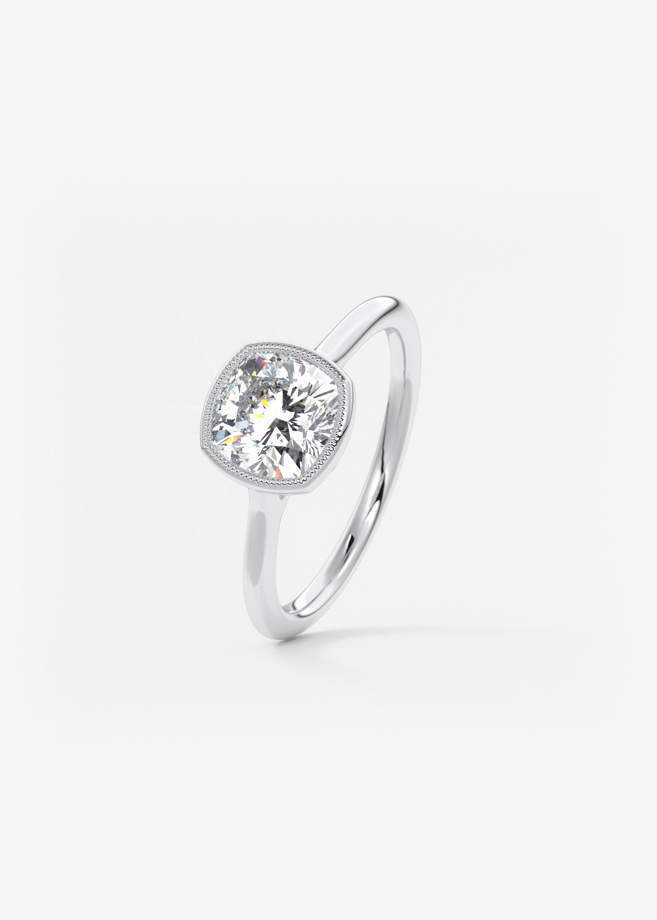 Cushion Milgrain Bezel Lab Grown Diamond Engagement Ring