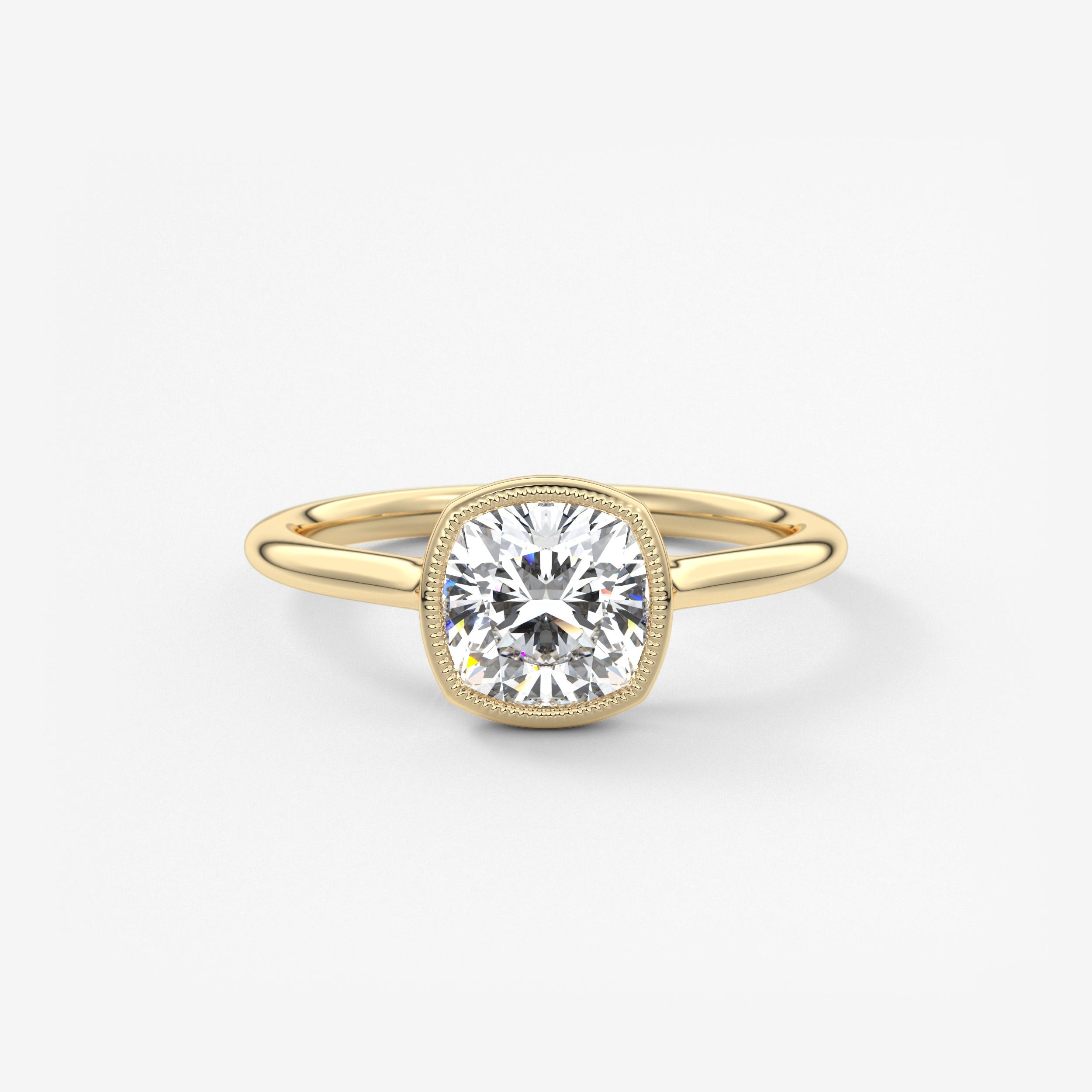 Cushion Milgrain Bezel Lab Grown Diamond Engagement Ring