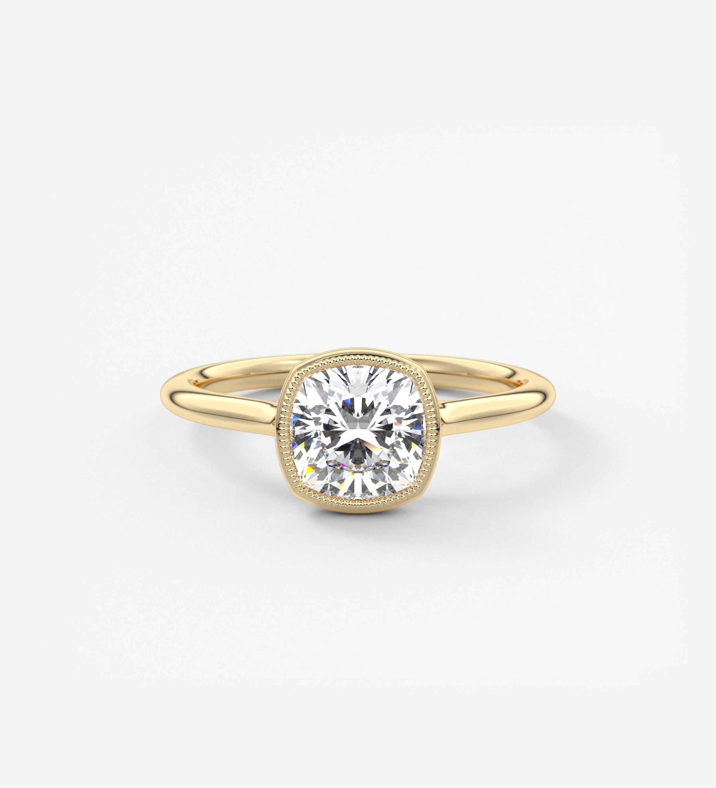 Cushion Milgrain Bezel Lab Grown Diamond Engagement Ring