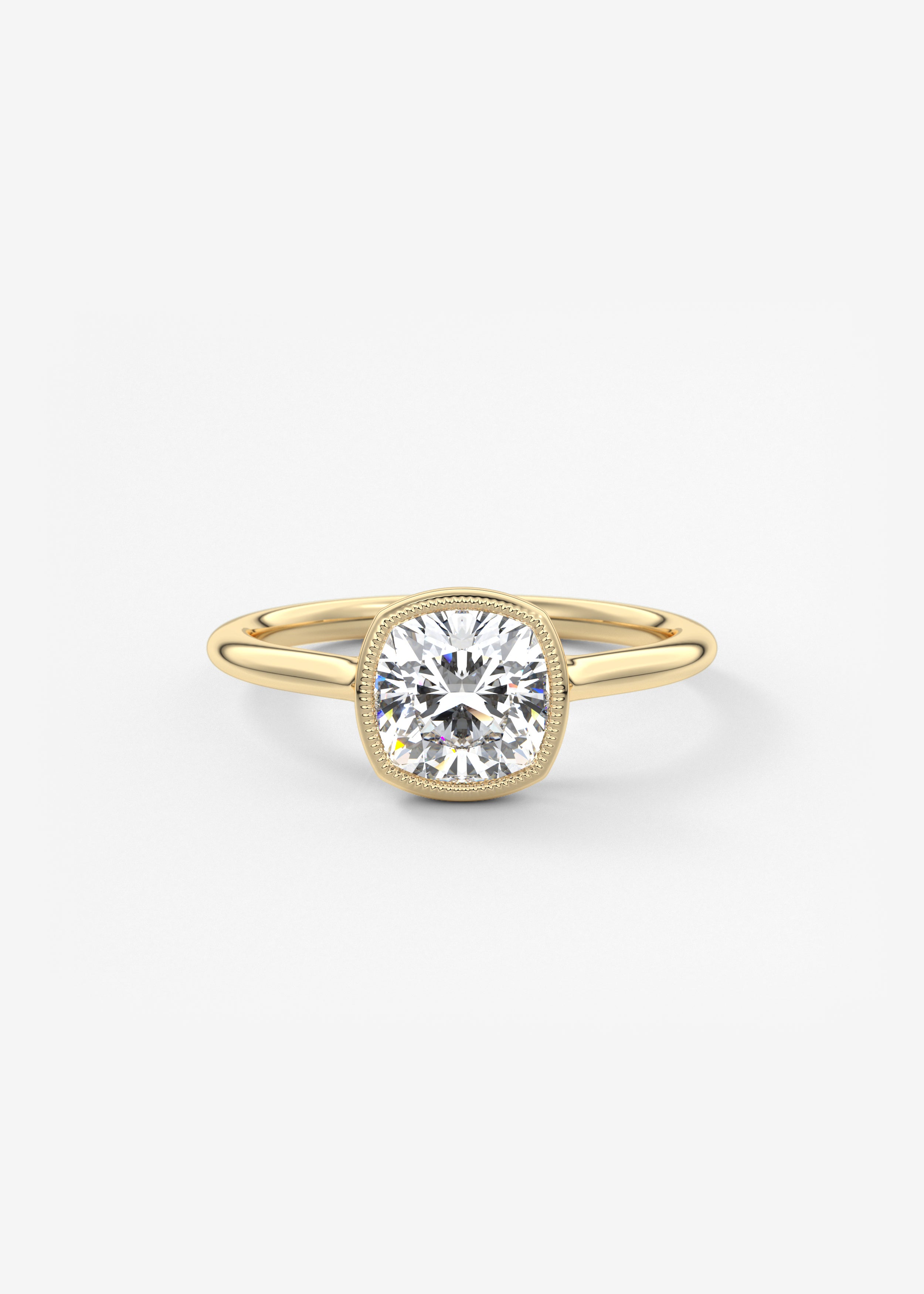 Cushion Milgrain Bezel Lab Grown Diamond Engagement Ring