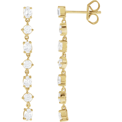 0.50 TCW Round & Oval Cut Moissanite Drop Earrings in Gold 2