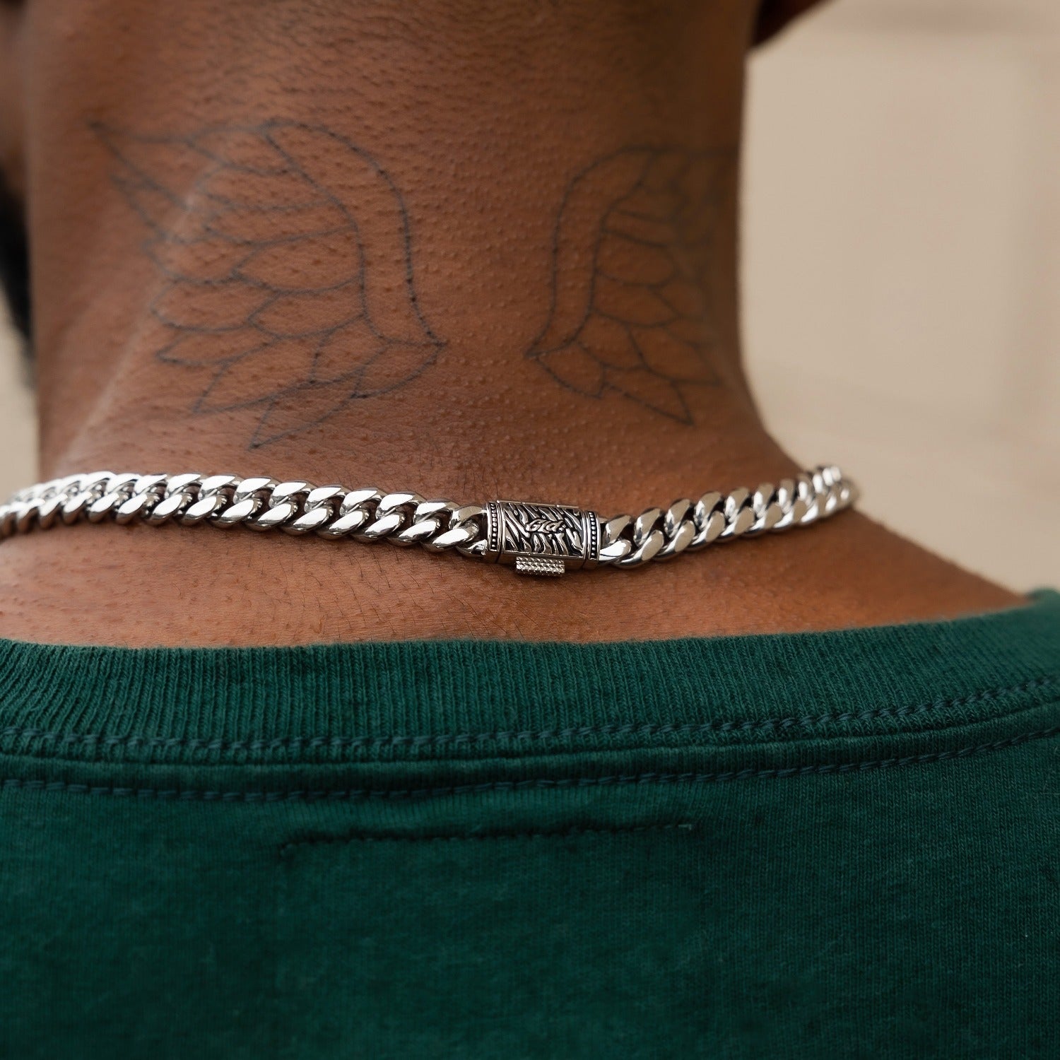 Polished Finish Cuban Silver Necklace For Him 5