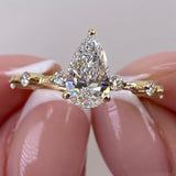 Stunning 1.0 CT Pear Moissanite Engagement Ring with Dainty Pave Design 1