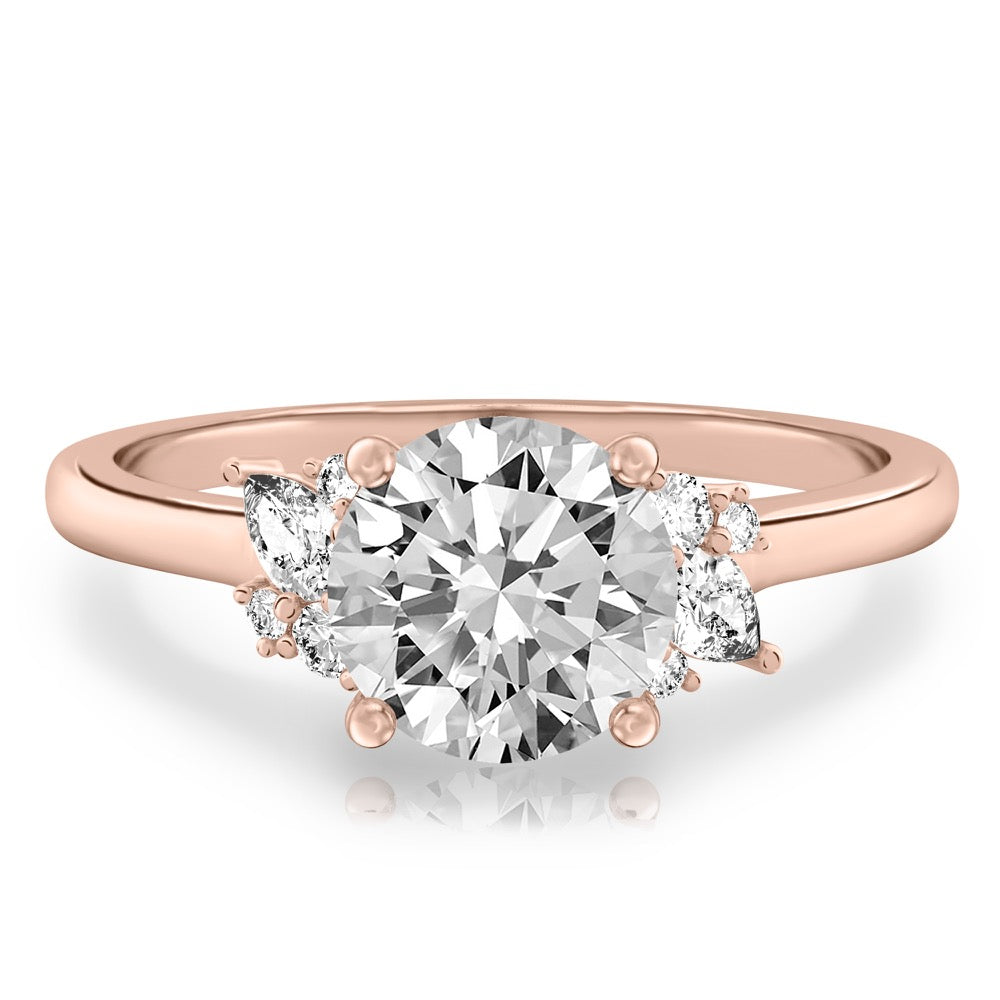 Stunning 0.50-1.50 CT Round Moissanite Engagement Ring With Cluster Design 7