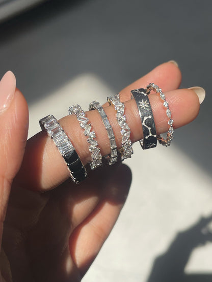 Stunning 0.50 TCW Round & Baguette Moissanite Stones Wedding Band 5