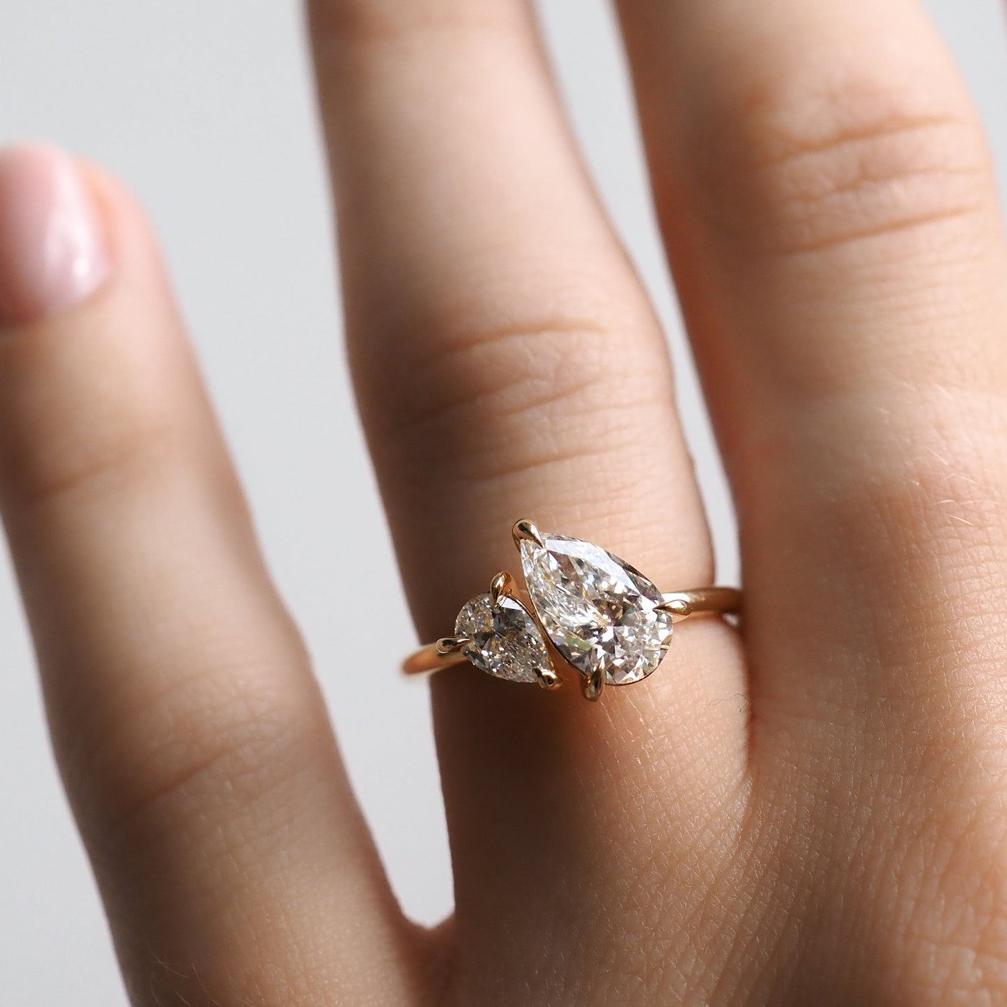Stunning 1 CT Pears Moissanite Engagement Ring with Two Stone Design 3