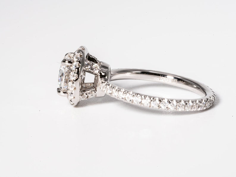 Stunning 1.0 CT Round Shape Moissanite Engagement Ring with Halo & Pave Design 5