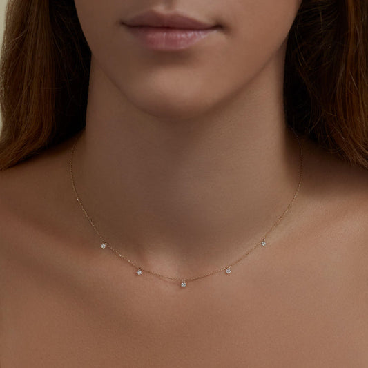 0.50 CT Round Moissanite Diamond Dangle Necklace in Solid Gold 1