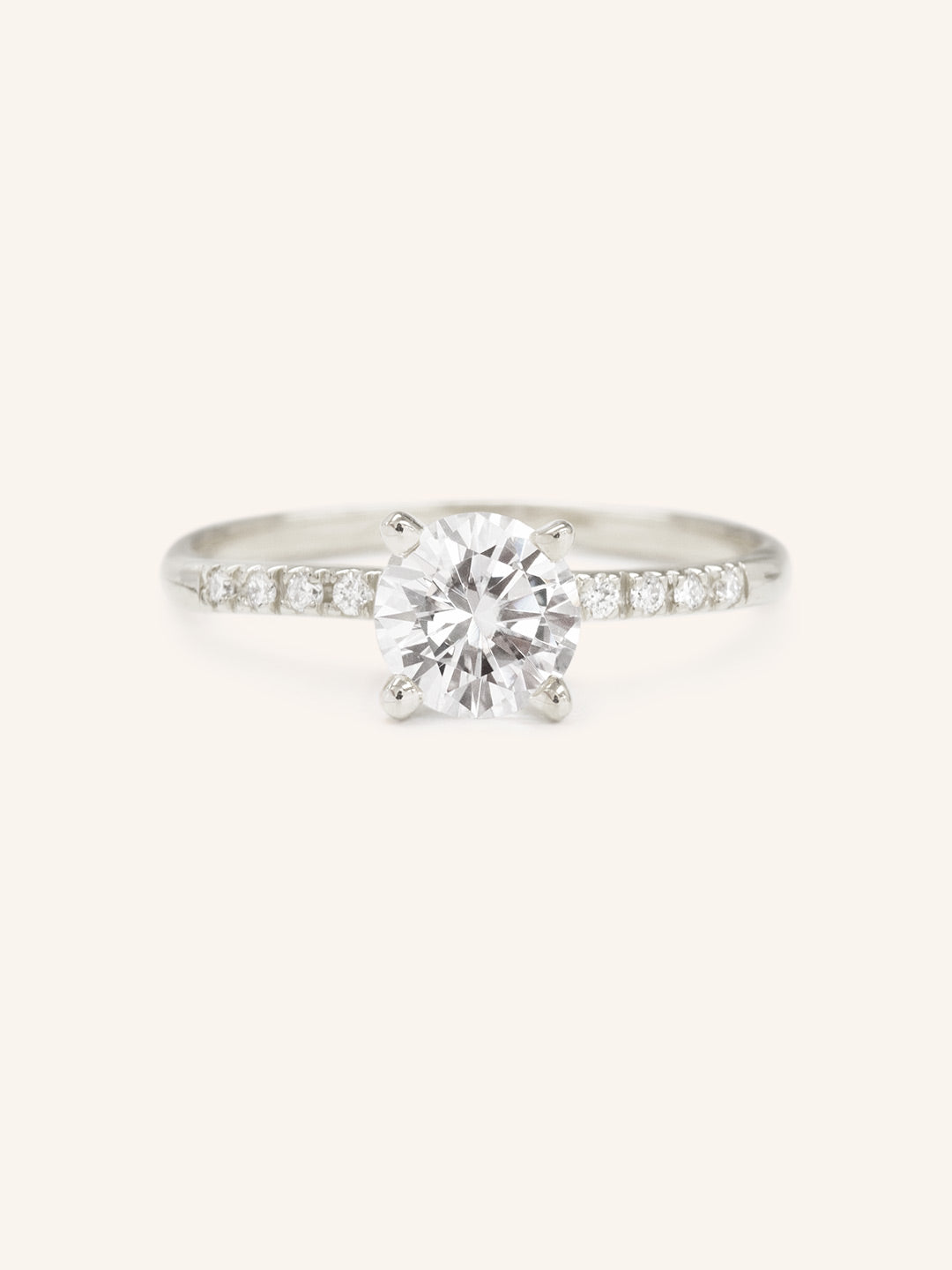 Stunning 1.0 CT Round Moissanite Engagement Ring with Pave Design 3