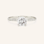 Stunning 1.0 CT Round Moissanite Engagement Ring with Pave Design 3