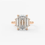 Emerald Three Stone Lab Grown Diamond Engagement Ring