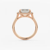 Emerald Three Stone Lab Grown Diamond Engagement Ring