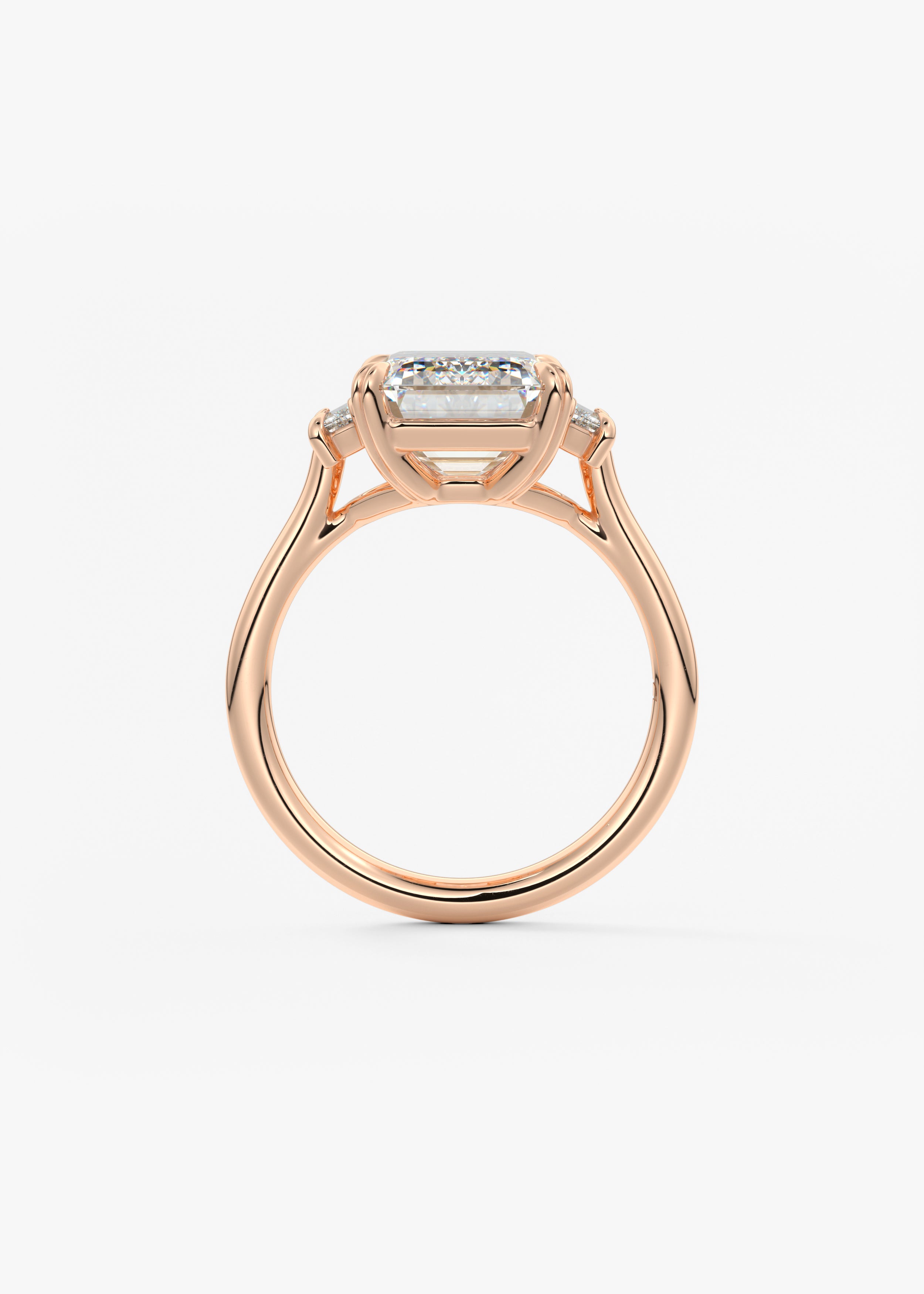 Emerald Three Stone Lab Grown Diamond Engagement Ring