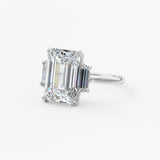 Emerald Three Stone Lab Grown Diamond Engagement Ring