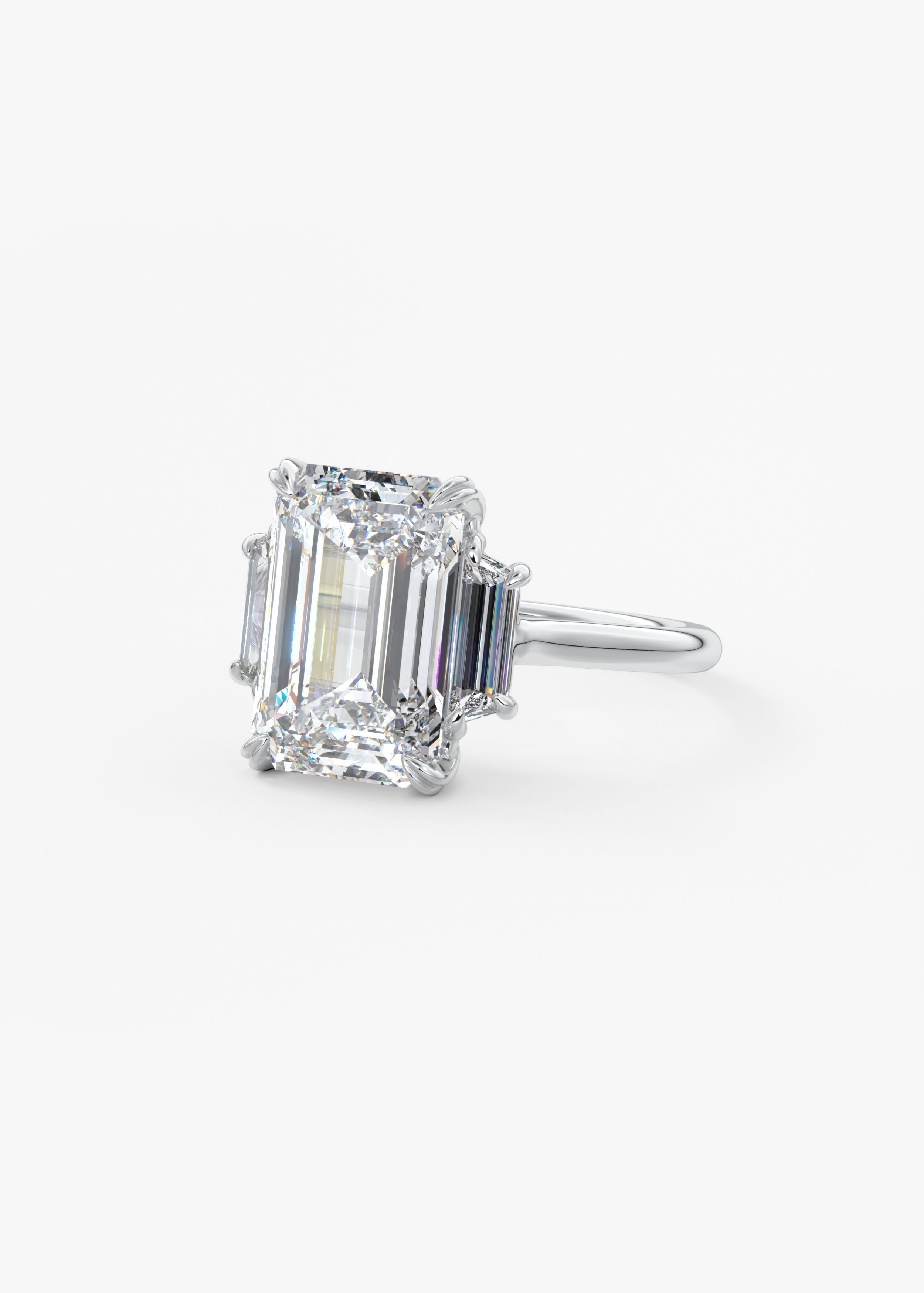 Emerald Three Stone Lab Grown Diamond Engagement Ring