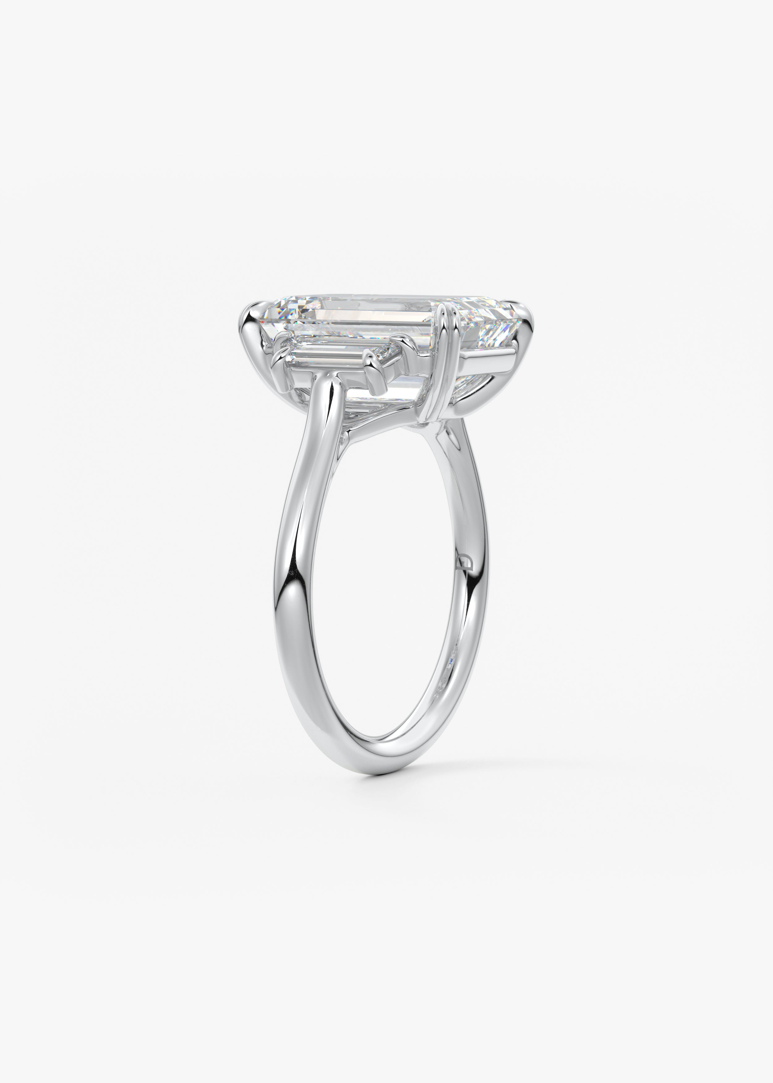 Emerald Three Stone Lab Grown Diamond Engagement Ring