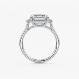 Emerald Three Stone Lab Grown Diamond Engagement Ring