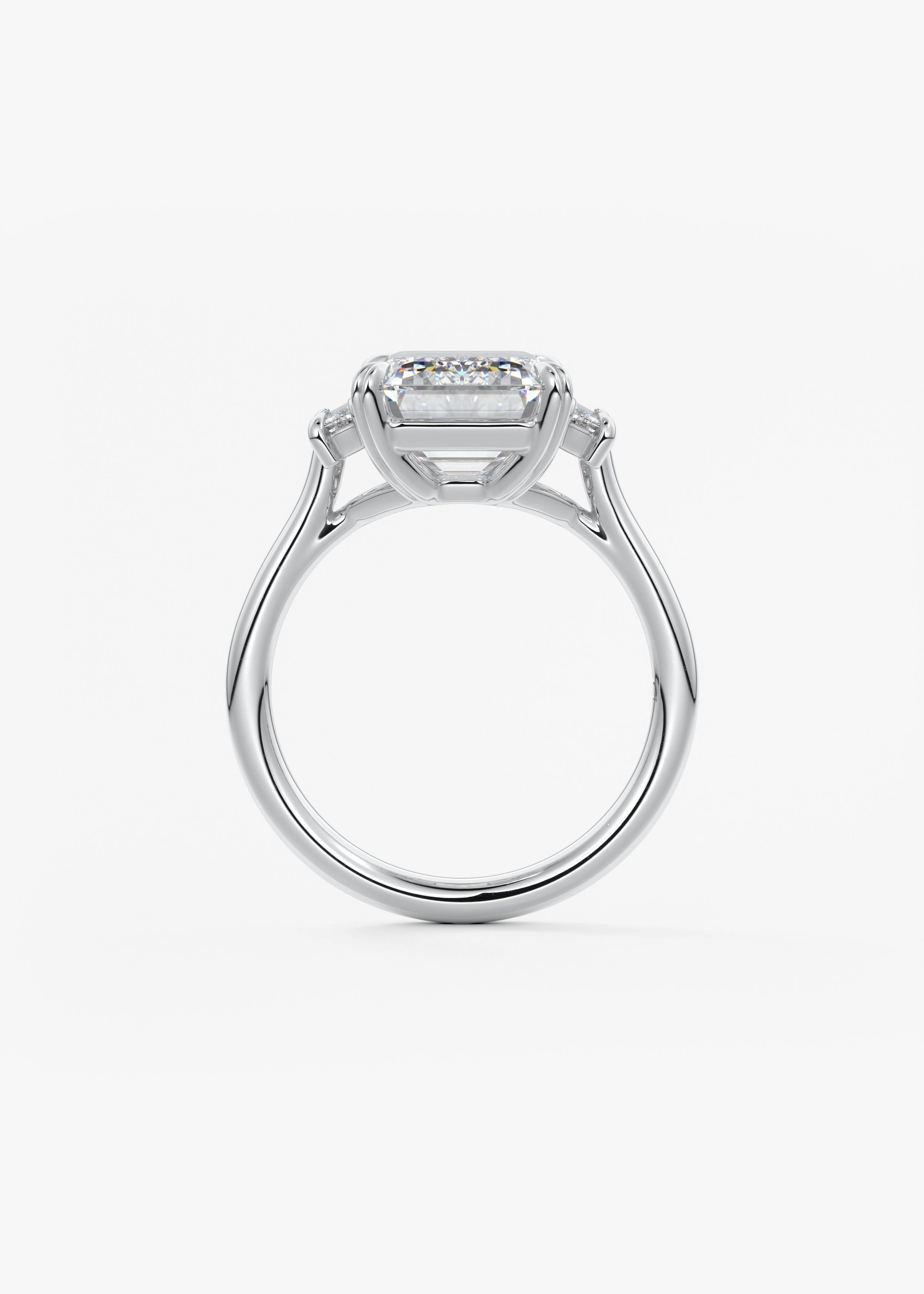 Emerald Three Stone Lab Grown Diamond Engagement Ring