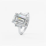Emerald Three Stone Lab Grown Diamond Engagement Ring