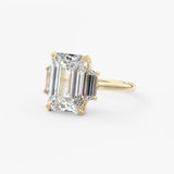 Emerald Three Stone Lab Grown Diamond Engagement Ring