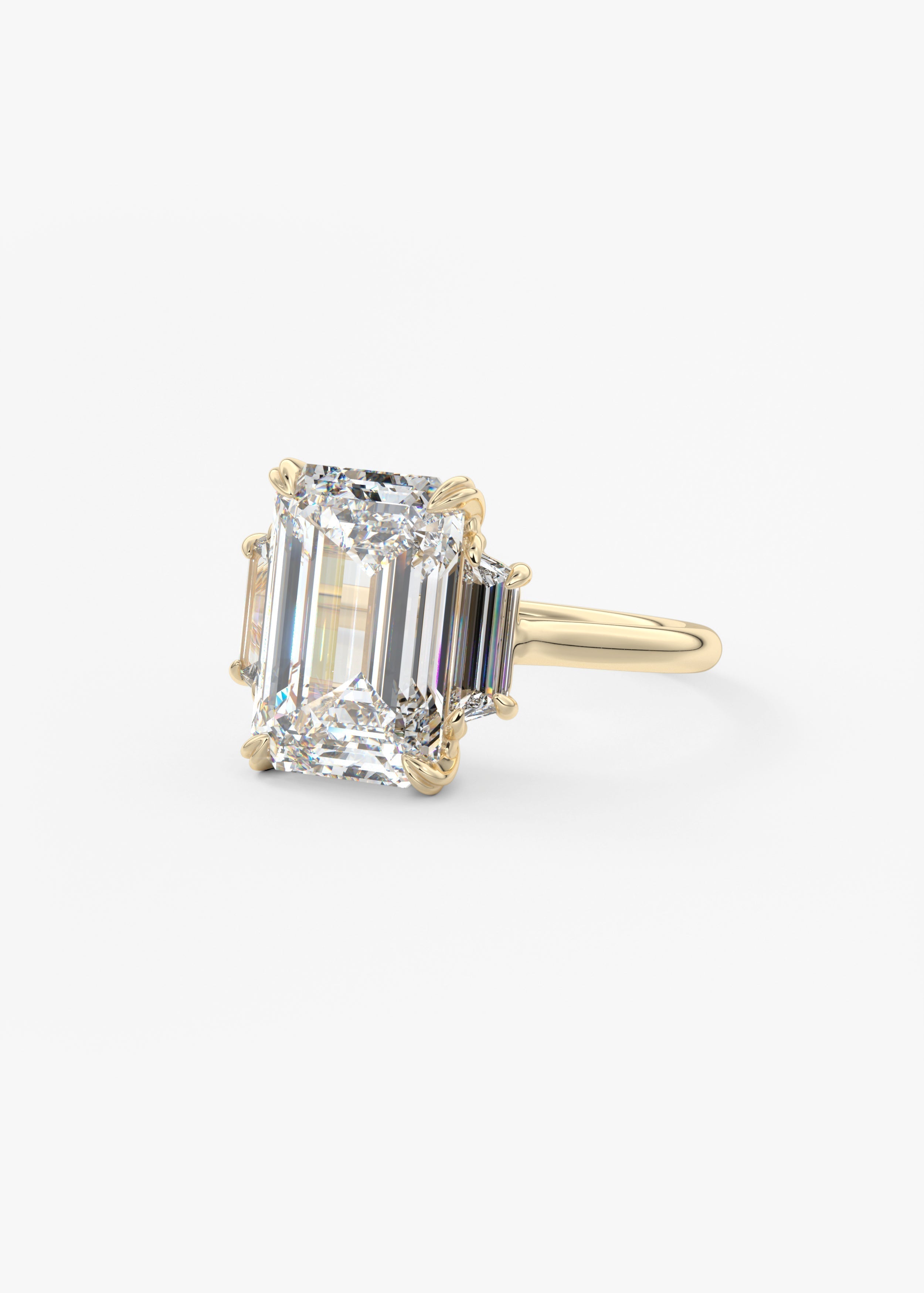 Emerald Three Stone Lab Grown Diamond Engagement Ring