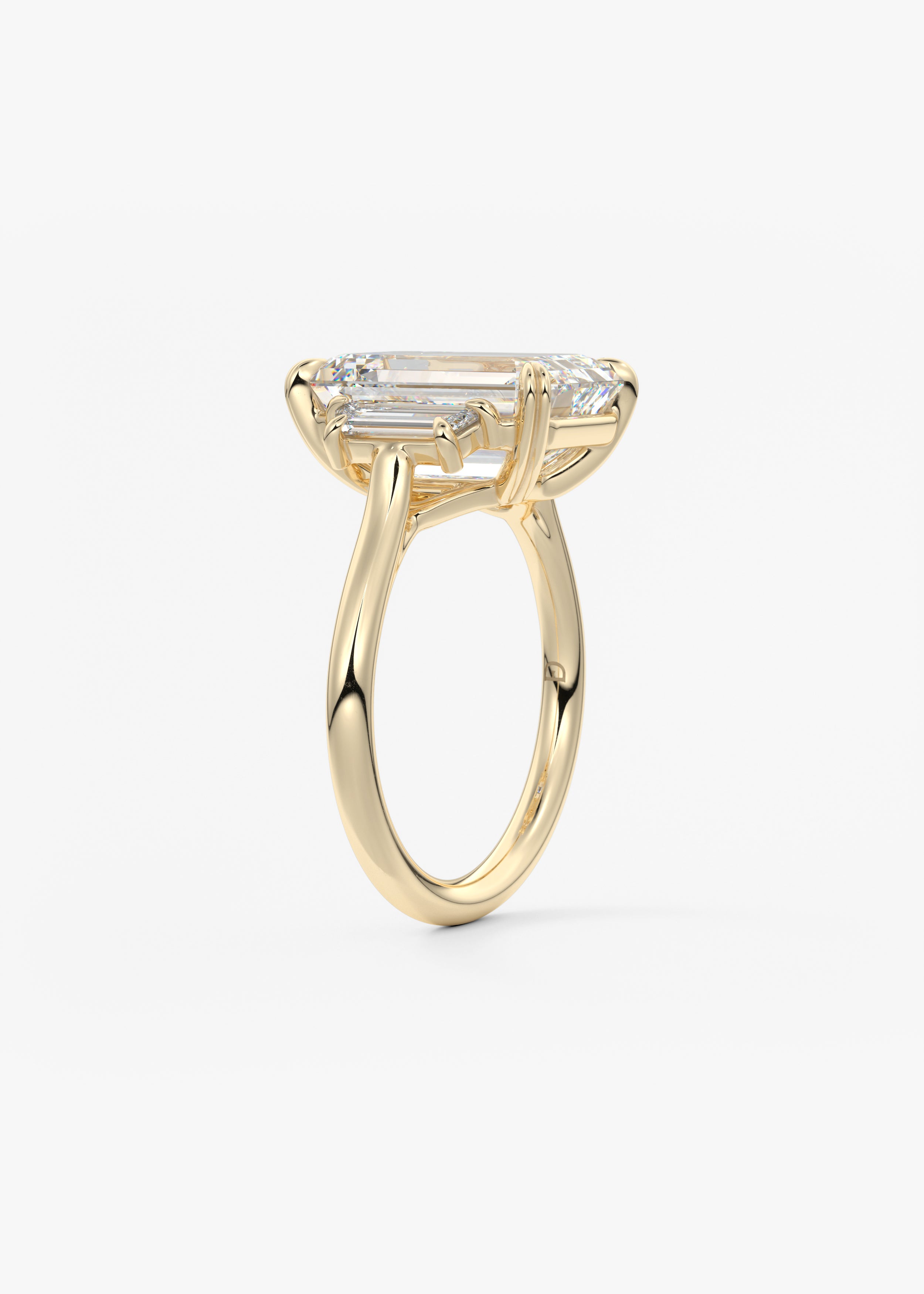 Emerald Three Stone Lab Grown Diamond Engagement Ring