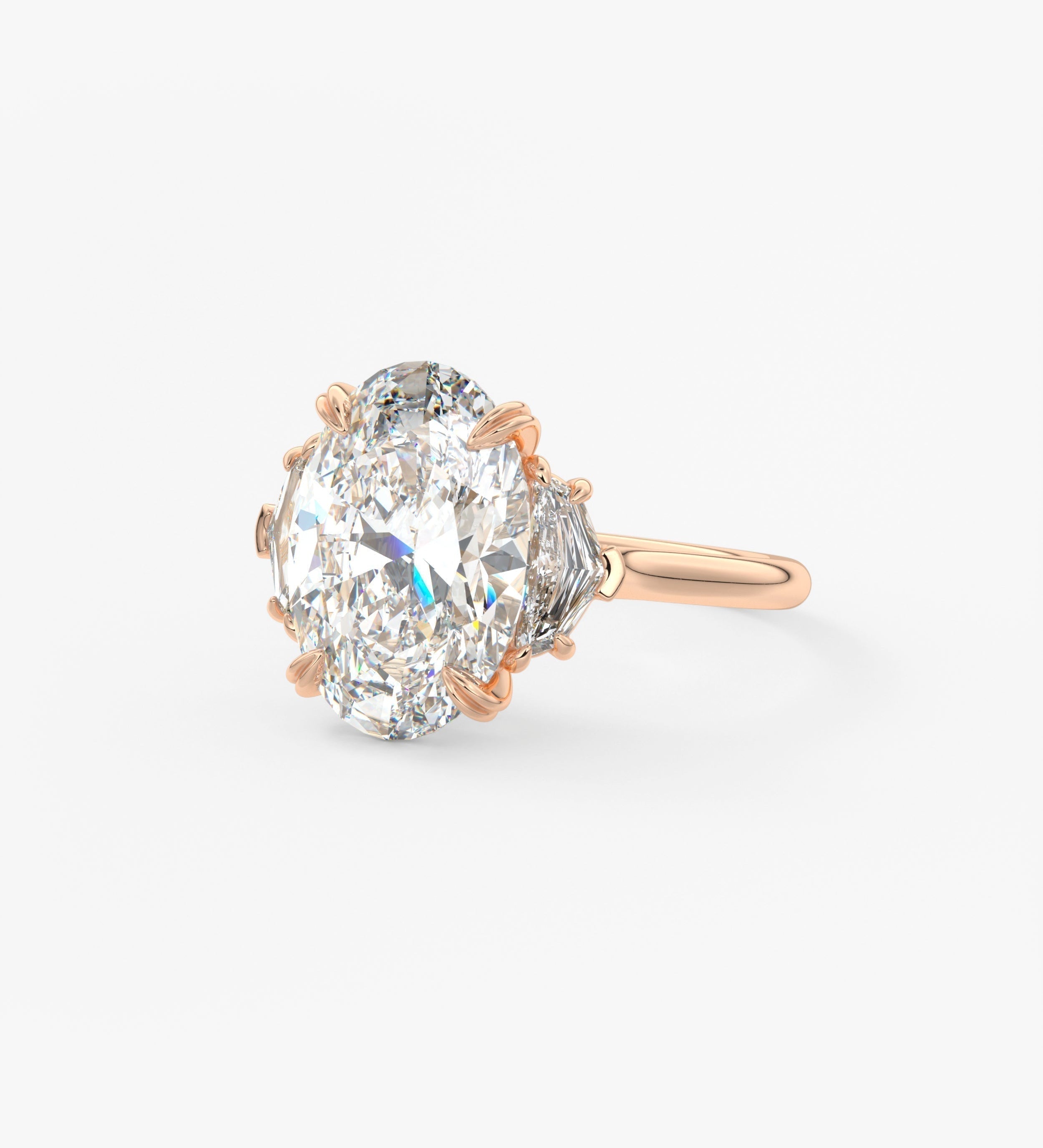 Oval Three Stone Lab Grown Diamond Engagement Ring