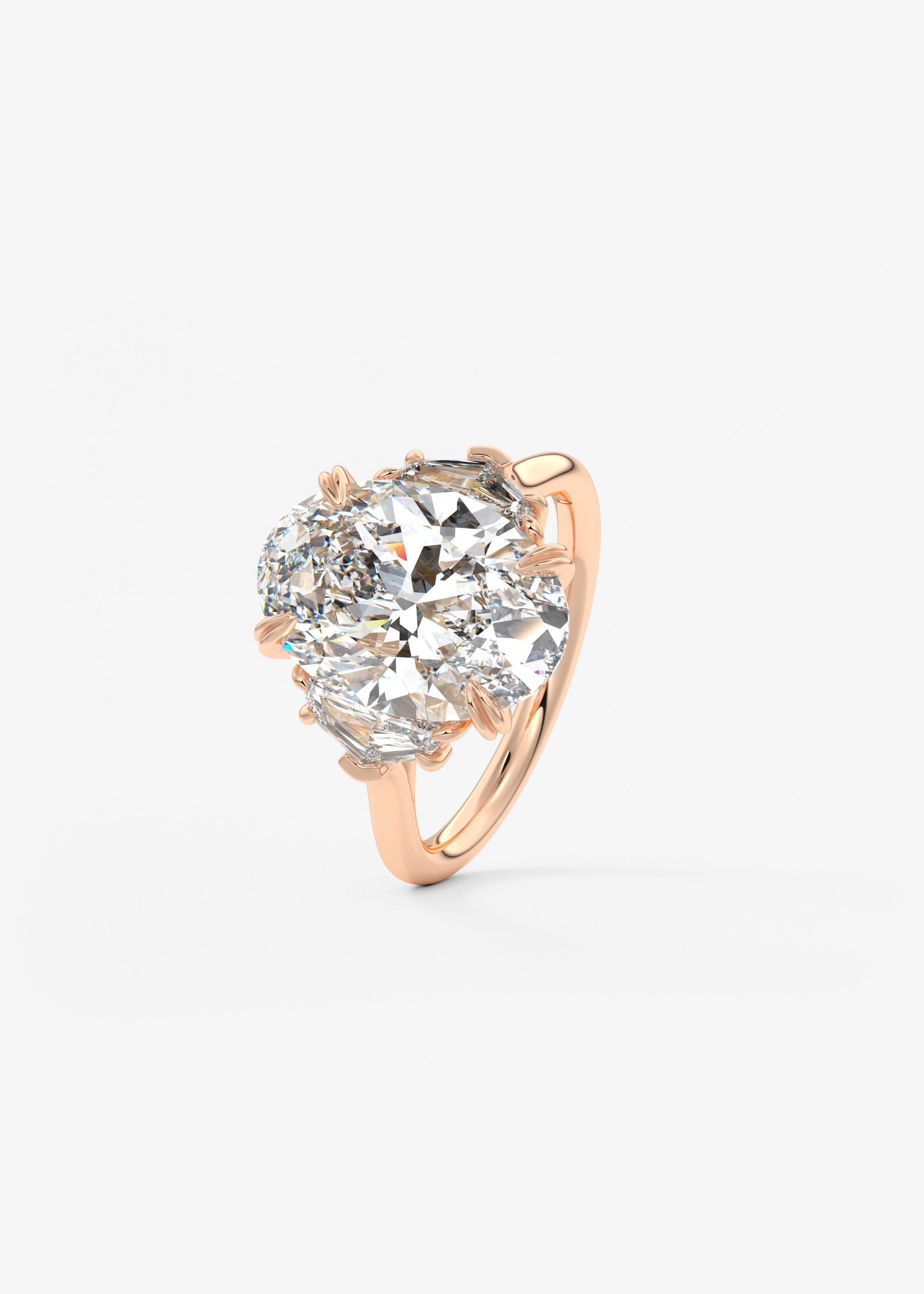 Oval Three Stone Lab Grown Diamond Engagement Ring