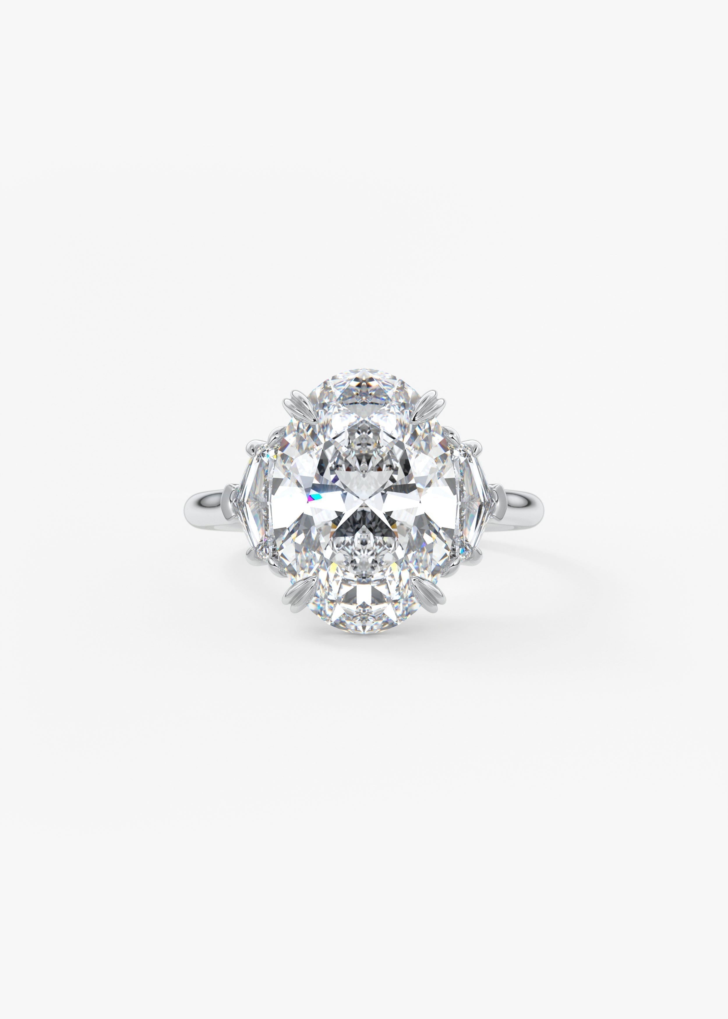Oval Three Stone Lab Grown Diamond Engagement Ring