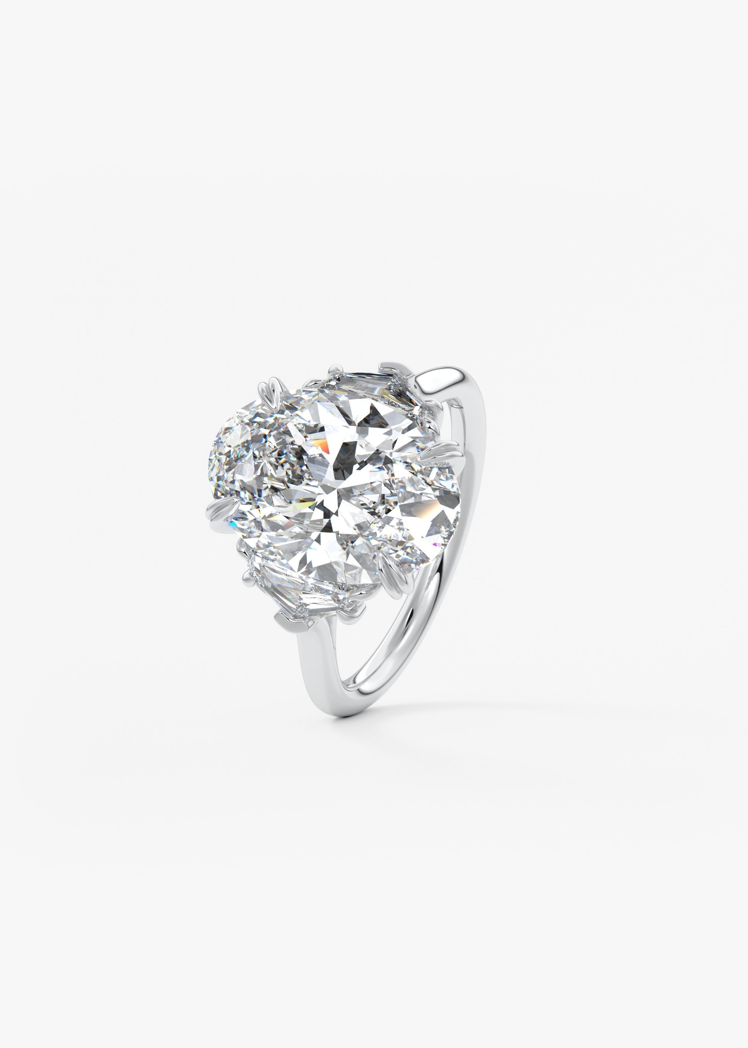 Oval Three Stone Lab Grown Diamond Engagement Ring