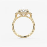 Oval Three Stone Lab Grown Diamond Engagement Ring