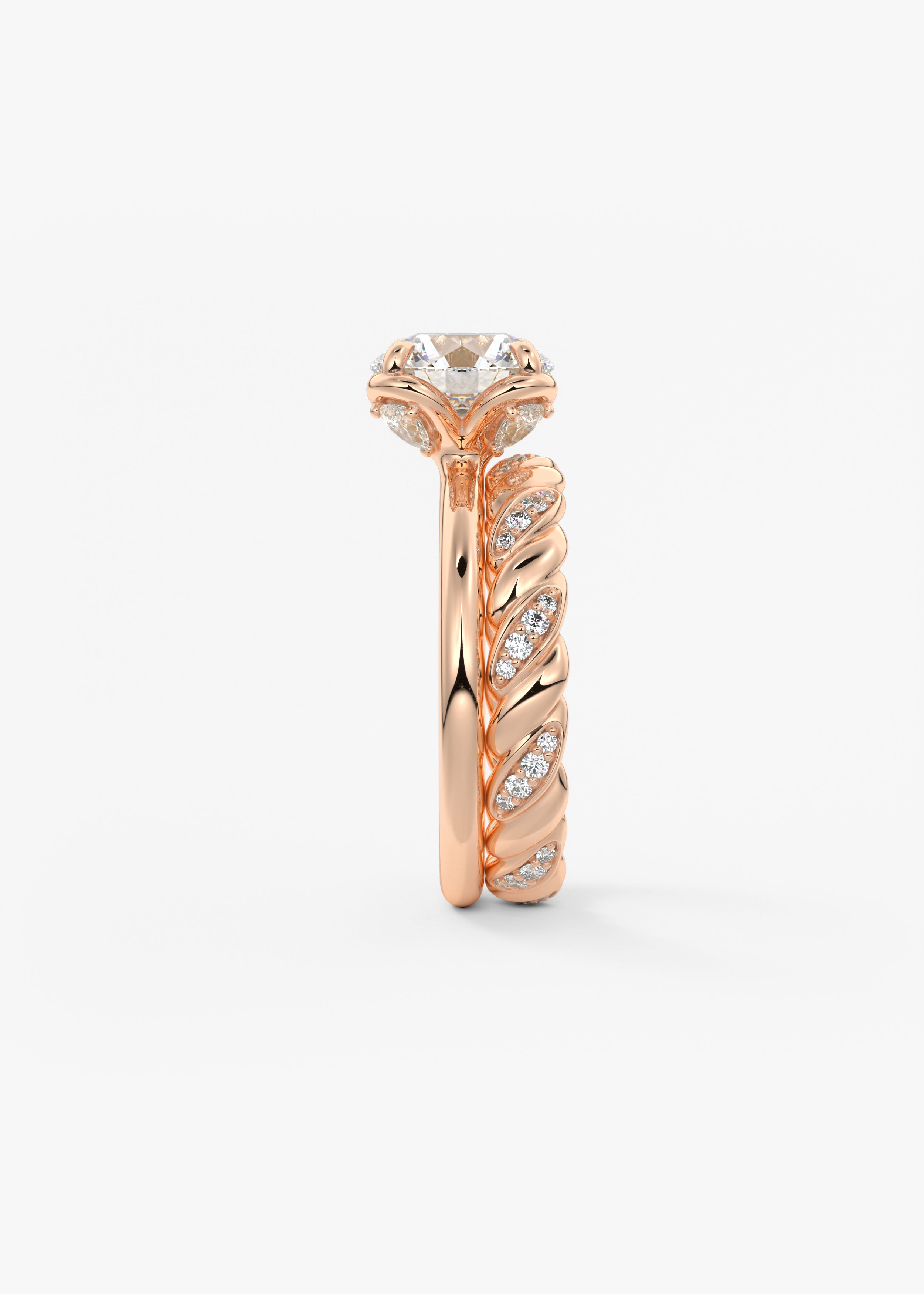 Round Multi Stones Lab Grown Diamond Engagement Ring